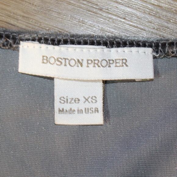 Boston Proper Gray Velvet Ruched Long Sleeve Top Square Neck Fitted XS - Picture 5 of 5